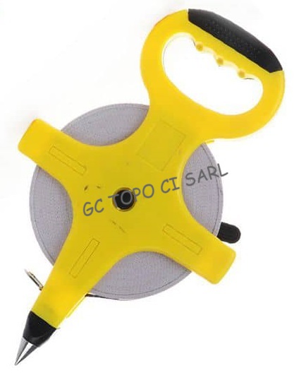 Decametre ruban en acier 80m Jaune