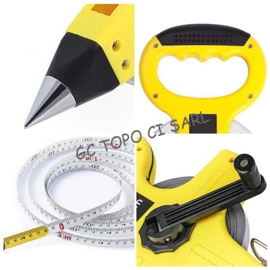 Decametre ruban en acier 80m Jaune