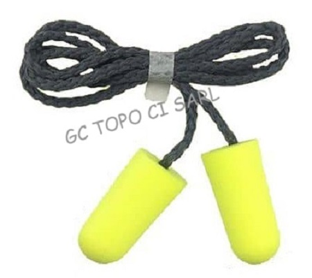 Bouchon d'oreille jetable jaune avec corde