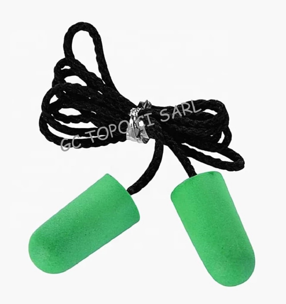 Bouchon d'oreille jetable vert avec corde