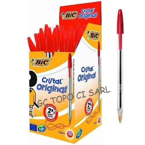 Boite de 50 Stylos BIC Crystal Original Rouge