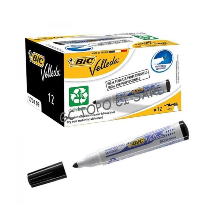 Boite de 12 Marqueurs Effaçable BIC Noir