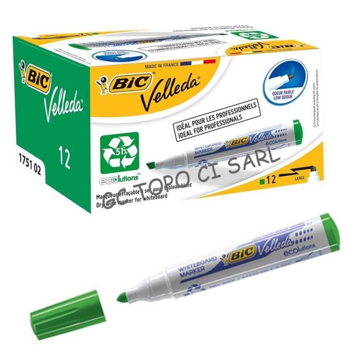 Boite de 12 Marqueurs Effaçable BIC Vert