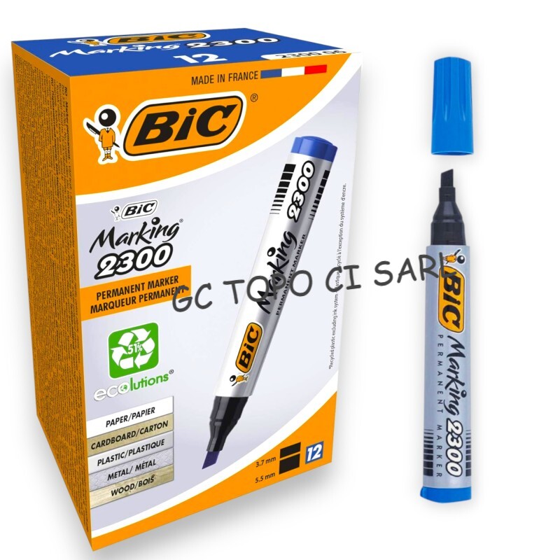 Boite de 12 Marqueurs Permanents BIC Bleu