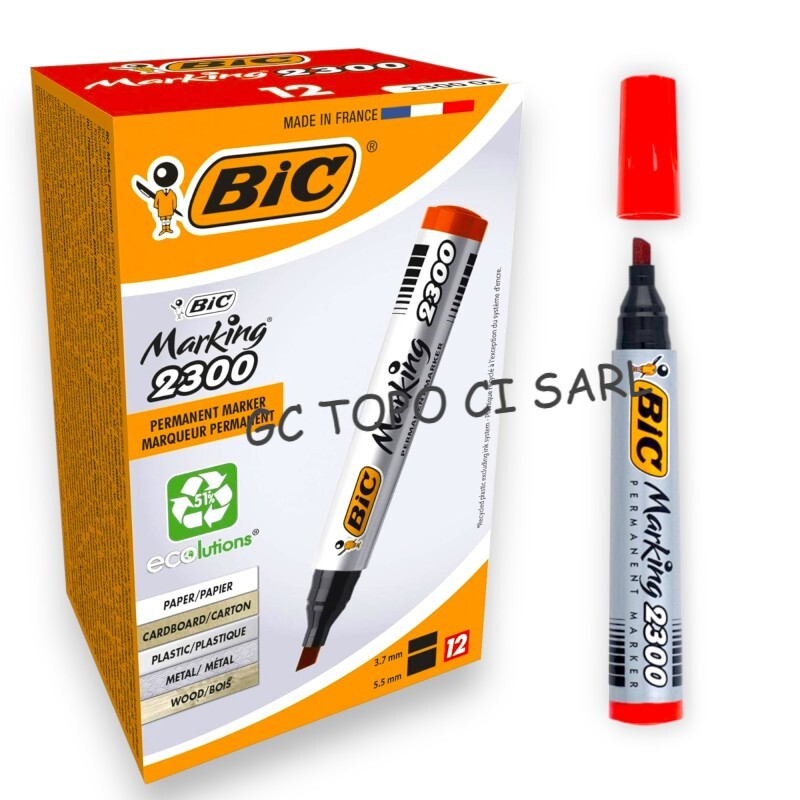Boite de 12 Marqueurs Permanents BIC Rouge