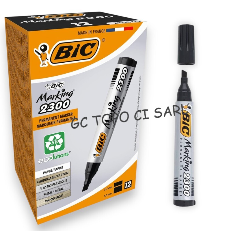 Boite de 12 Marqueurs Permanents BIC Noir